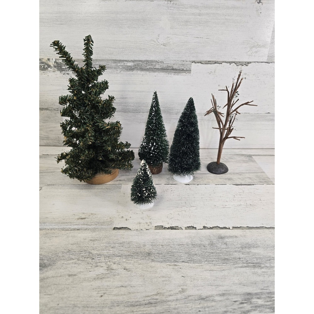 Dept 56 Miniature Christmas Trees An Assortment of 5 Trees Village Decor